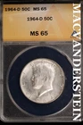 1964-D Kennedy Half Dollar-ANACS MS 65 Brilliant Uncirculated #SLM564