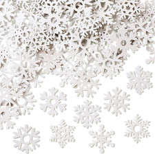 300 Pieces Christmas Snowflake Wood Slices Snowflakes Tags White Snowflake Ornam