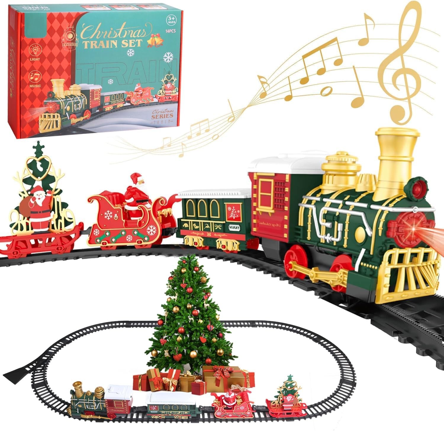 Train électrique de Noël OBEST circuit de train miniature jouet enfant avec phares