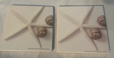 Thirstystone Coasters Set of 2 Starfish Ocean Sea Square