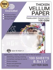 100 Sheets Translucent Vellum Paper, 68LBS 8.5 x 11 inches Printable Vellums ...