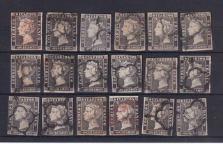 ESPAÑA 1850 6c x 18 USADO LA MAYORÍA 3 MÁRGENES