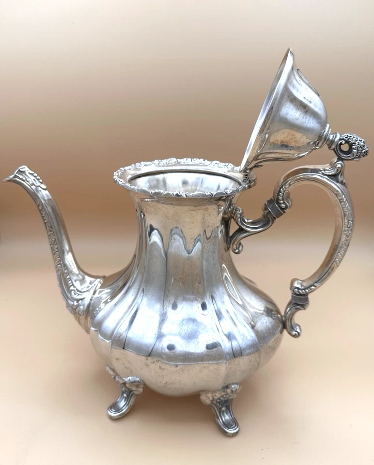 Juego de té vintage de 3 piezas con patas de garra estilo victoriano plateado toalla gran duquesa Foto 4 de 4