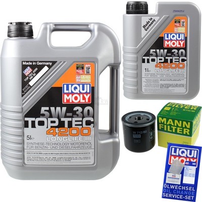 Inspektionspaket 6L Liqui Moly Top Tec 4200 5W-30 für Saab 900 II 9-5 9-3 2.3