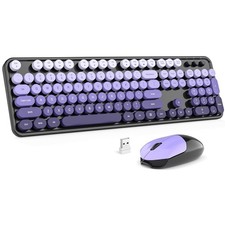 MOFII Wireless Keyboard and Mouse Combo, 2.4GHz Black Purple Gradient Color