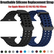 Comfortable Breathable Silicone Watch Band For Apple Watch 12 11 10 9 8 SE/Ultra