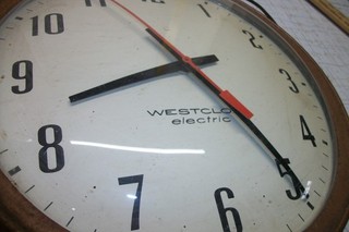 Vtg. "Westclox Electric" Wall Clock 14" School Room Industrial /Working Time