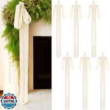 Janinka 6 Pcs Beige Velvet Christmas Swag Bow 31.5 x 23.6 inch Large Neutral 