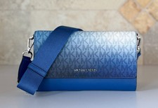 Michael Kors Jet Set Item Large Zip Around Wallet Crossbody Bag MK Ombre Blue