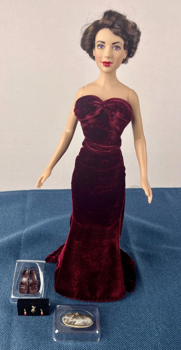 Franklin Mint Elizabeth Taylor Fashion Doll Burgundy "Rhapsody" Gown