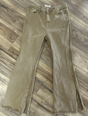 Risen Los Angeles High Rise Split Flare Pants Size 15 Waist 32 Expresso Brown