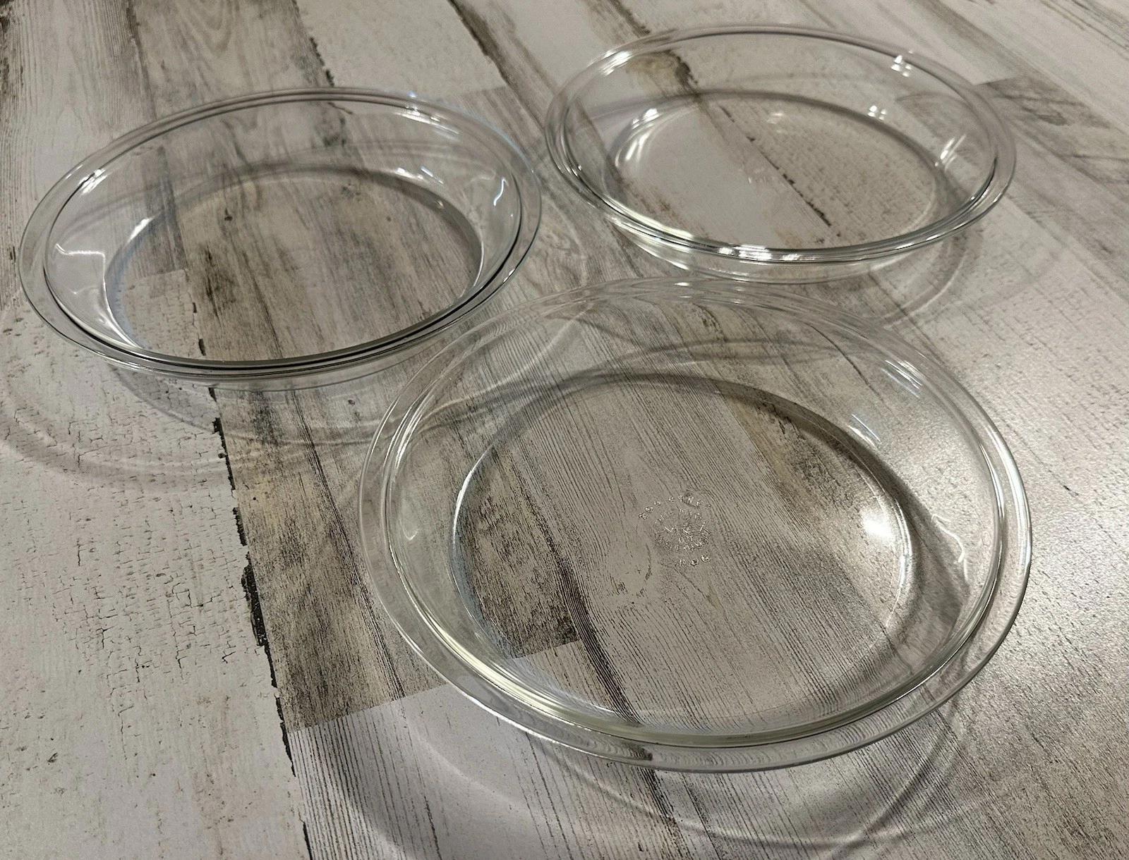 Vintage PYREX Clear Pie Dishes 9 Inch Set of 3