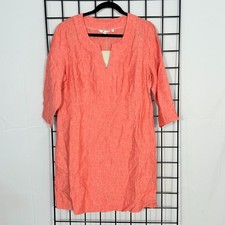 Boden Mollie Dress Sz 12 R Coral Linen Pockets Boho Casual Pullover NWT