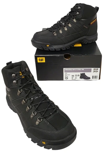Cat Footwear US Mens 11.5 Wide Black Threshold Waterproof Steel Toe Work Boot