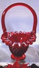 FENTON"6"MINIATURE"MINT+PERF~RUBY/RED"HOBNAIL"VINTAGE~80's"GLASS"BASKET