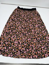 Chaus Floral Maxi Skirt Flowy Black Pink Orange Spring Summer Size M