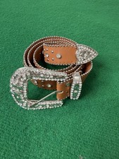 CTM Women's Fleur de Lis Studded Rhinestone Belt