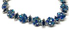 Vintage Unsigned Lisner Silver Tone Aurora Borealis Sky Blue Flowers Necklace — photo 2