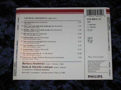 Barbara Hendricks Katia &Marielle Labèque CD Gershwin Songs 1986 416 460-2 EX/EX - Bild 2 von 2
