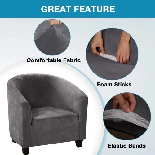 Velvet Club Chair Covers for Armchairs Stretch Sofa Slipcovers Removable Sofa - Picture 22 of 35