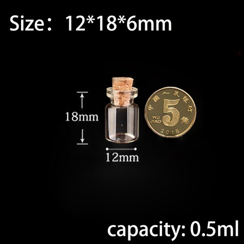 0.5ml-5ML Mini Wishing Bottles Tiny Small Cork Vials Glass DIY Container Box Jar - Picture 9 of 14