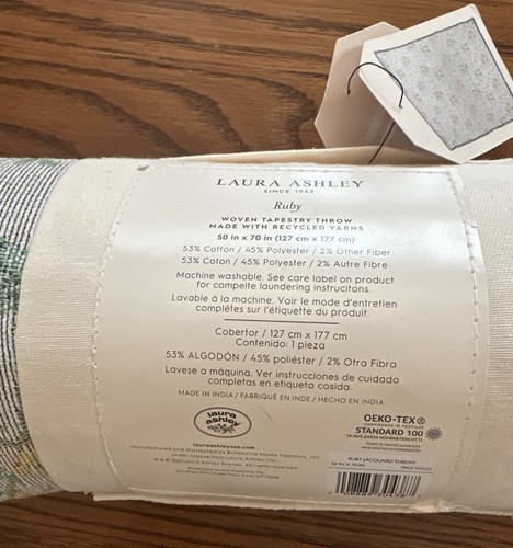Neu Laura Ashley Rubin Jacquard gewebt Wandteppich Überwurf 50"x70" - Bild 3 von 6