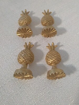Vintage Gold Tone Brass Pineapple Place Card Holder Lot Of 4