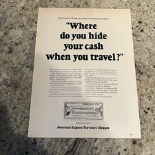1967 American Express Travelers Cheques Print Ad Amex Hide Cash When You Travel