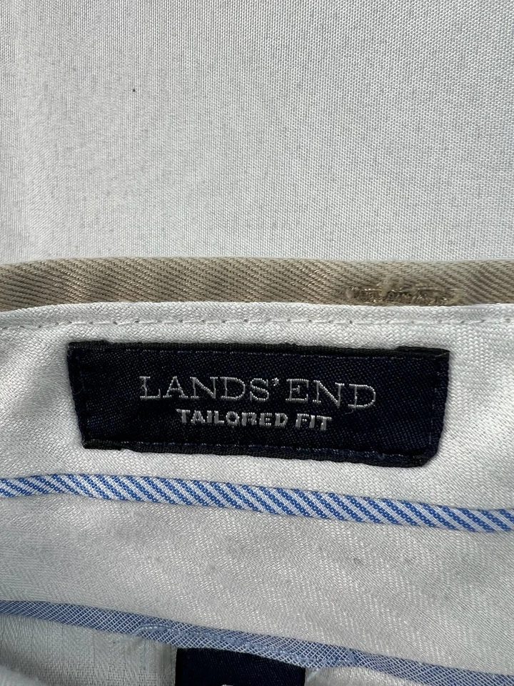 Pantalones chinos Lands End para hombre talla 32x31 beige negocios carrera frente plano recto Foto 3 de 4