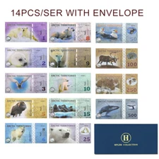 14pcs/set Arctic Banknotes with Envelope 1-500 Uncurrent Banknote Souvenir Gift