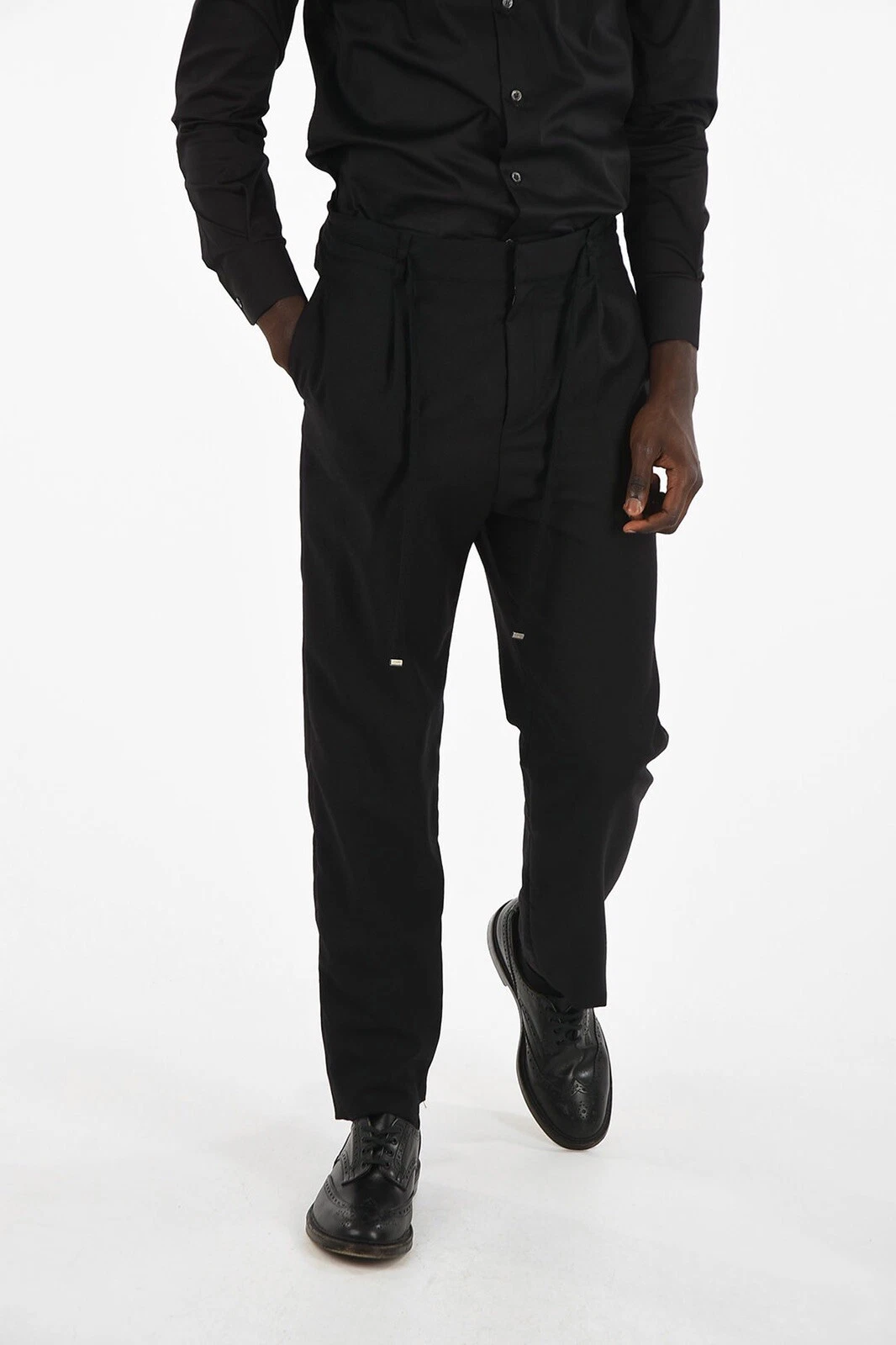 SAINT LAURENT (YSL) Pantaloni da jogger nuovi con etichette Saint Laurent lana nera affusolata con cordino 52 EU 36US $995 00