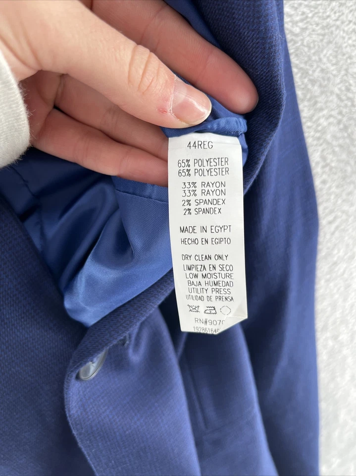 Blazer Perry Ellis Portafolio Para Hombres Talla 44 R Azul Cuadros Dos Botones Calce Ajustado Chaqueta Foto 3 de 4