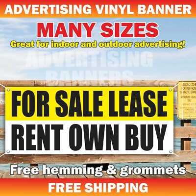 FOR SALE LEASE RENT OWN BUY Advertising Banner Vinyl Mesh Sign realtor room