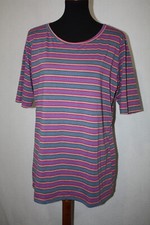 LuLaRoe 3XL Top Red Green Striped Short Sleeve Made in USA
