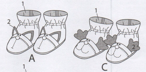 Kwik Sew Pattern 4090 Baby Booties or Shoes Cat Mouse Reindeer Penguin S M L NEW - Picture 10 of 13