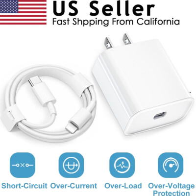 20W PD Power Fast Charger 3FT USB-C Cube Cable Fit iphone 14 13 12 11 X Pro Max