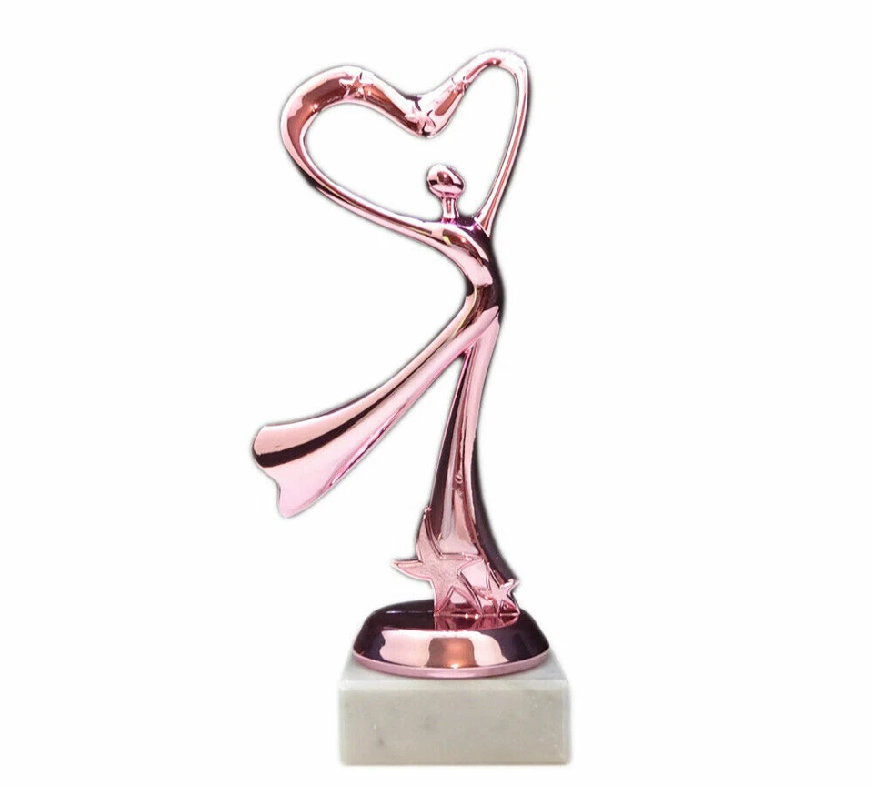 MARKENLOS Geschenk-Pokal (Herz Dame pink) mit Ihrem Wunschtext graviert (F198P)