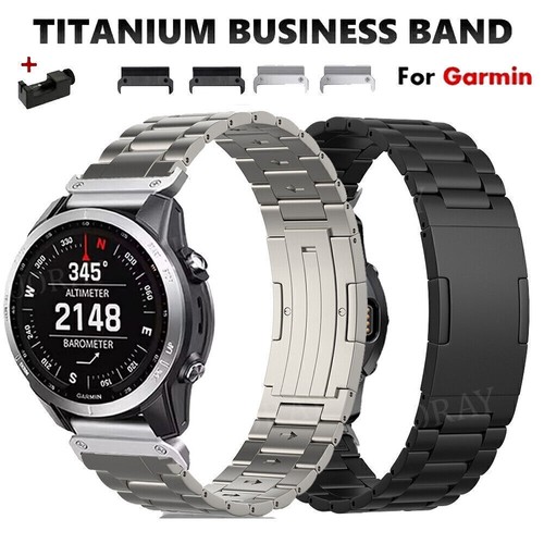 Para Garmin Fenix 7X/6X Pro/5X/5X Plus/3 HR Quick Fit Titan Metal Pulsera Repuesto - Imagen 11 de 21