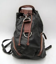 LaGaksta La Gaksta Black & Brown Leather Backpack Cinch Top