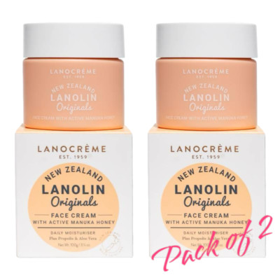 [Lanocreme] 2 Packs of Lanolin Originals Face Cream w Active Manuka Honey 100g