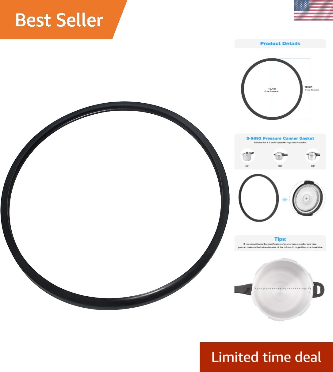 Replacement Gasket for Mirro Pressure Cookers S-9892 & Compatible ...