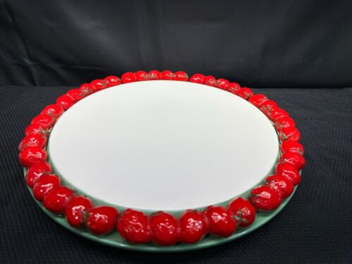 JSC Les Frasises "STRAWBERRY" Rim ~ Ceramic Cake Plate ~ 13" Diameter - Picture 1 of 10