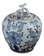 Festcool Blue and White Ceramic Flower Ginger Jar Vase, Sugar Canister, Sugar...