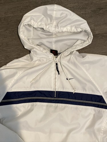 Nike Windbreaker Pullover Med 8/10 Half Zip Lightweight White Blue Woman’s M - Picture 2 of 7