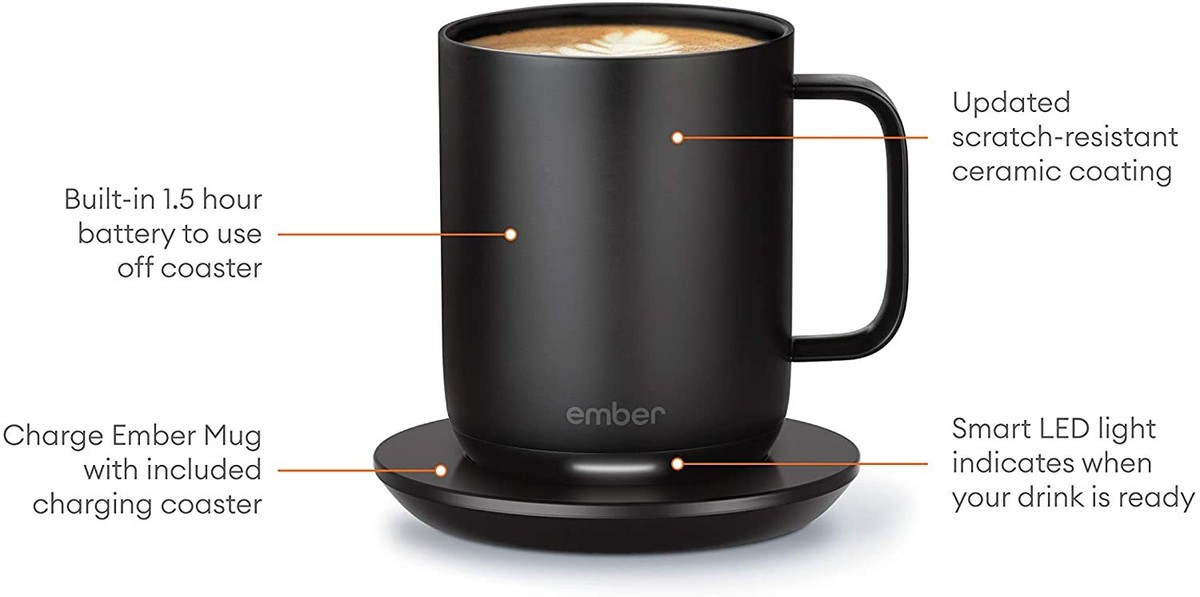New Ember 2 10 oz Black Temperature Control Smart Heated Mug New Ember 2 10 oz Black Temperature Control Smart Heated Mug