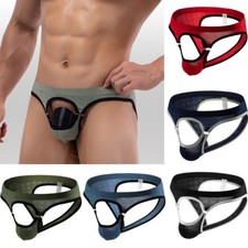 Sexy Männer Pouch Briefs Tangas Neuheit Spaß Unterwäsche Höschen Nachtloch  >