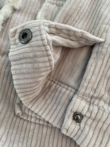 KUT from the Kloth Women’s L Gray Corduroy Faux Fur Lined Jacket Pockets Snaps - Picture 7 of 14