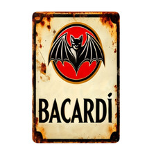 Insegna Targa Vintage Bacardi 20x30cm in Metallo