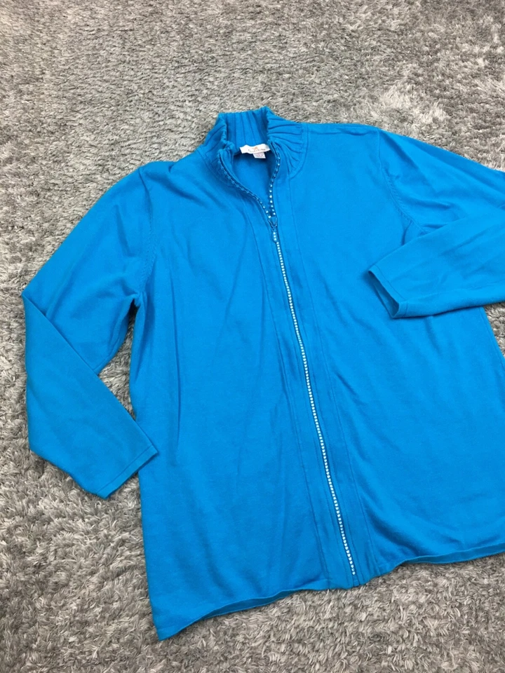 Quacker Factory Full Zip Jacket Womens Size Large Mock Neck Stretch - Image 3 of 4