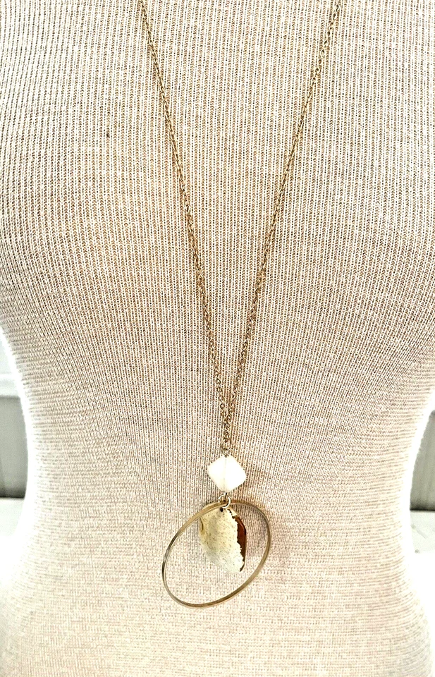 Pomona 34” Cadena Círculo Colgante Collar Piedra Natural Pulida Cuelga ¡NUEVO! P537 Foto 4 de 4